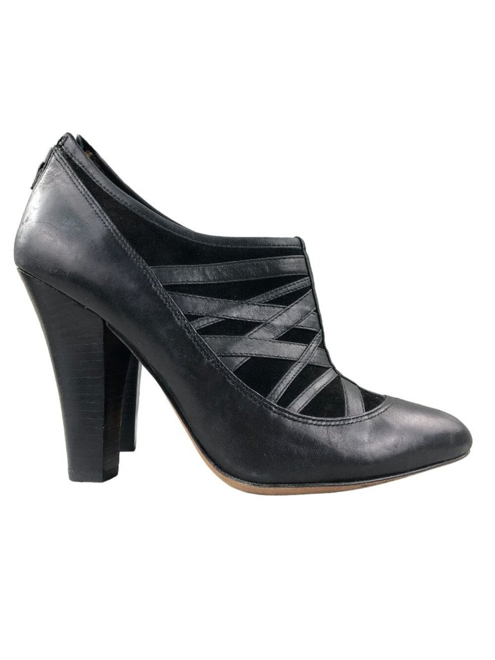 Modern Vintage Women's Size 39 Lil Ro Black Leather Pointed Toe Ankle Booties